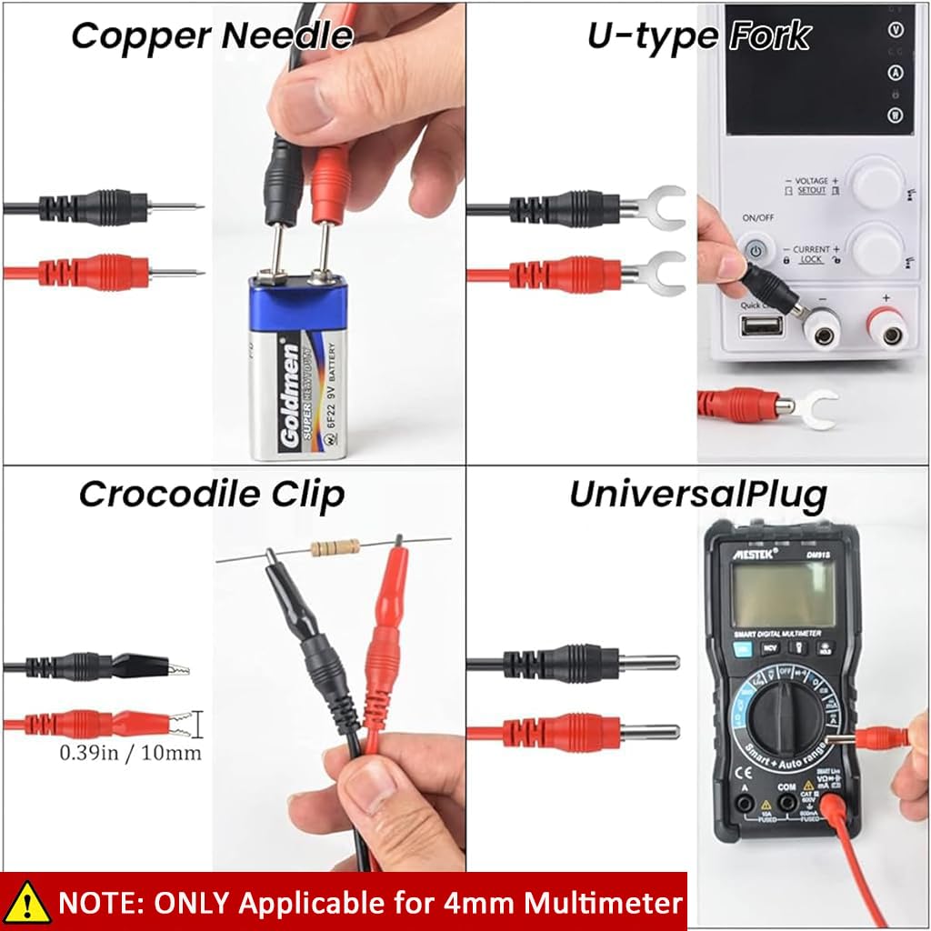 Serplex 16-in-1 Multimeter Test Leads Kit for 4mm Multimeter, Probes & Leads Set with 930mm Silicone Wires, Testing Probes, Alligator Clips & Banana Plugs for Electronics, Automotive &Circuit Testing Serplex 16-in-1 Multimeter Test Leads Kit for 4mm Multimeter, Probes & Leads Set with 930mm Silicone Wires, Testing Probes, Alligator Clips & Banana Plugs for Electronics, Automotive &Circuit Testing